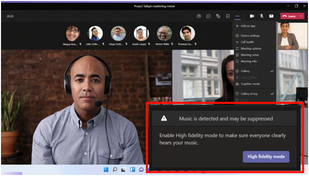 Microsoft Teams Detect music automatically