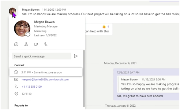 Microsoft Teams Local time