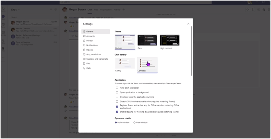 Microsoft Teams Chat density