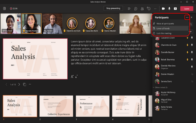 Lower all raised hands in Microsoft Teams